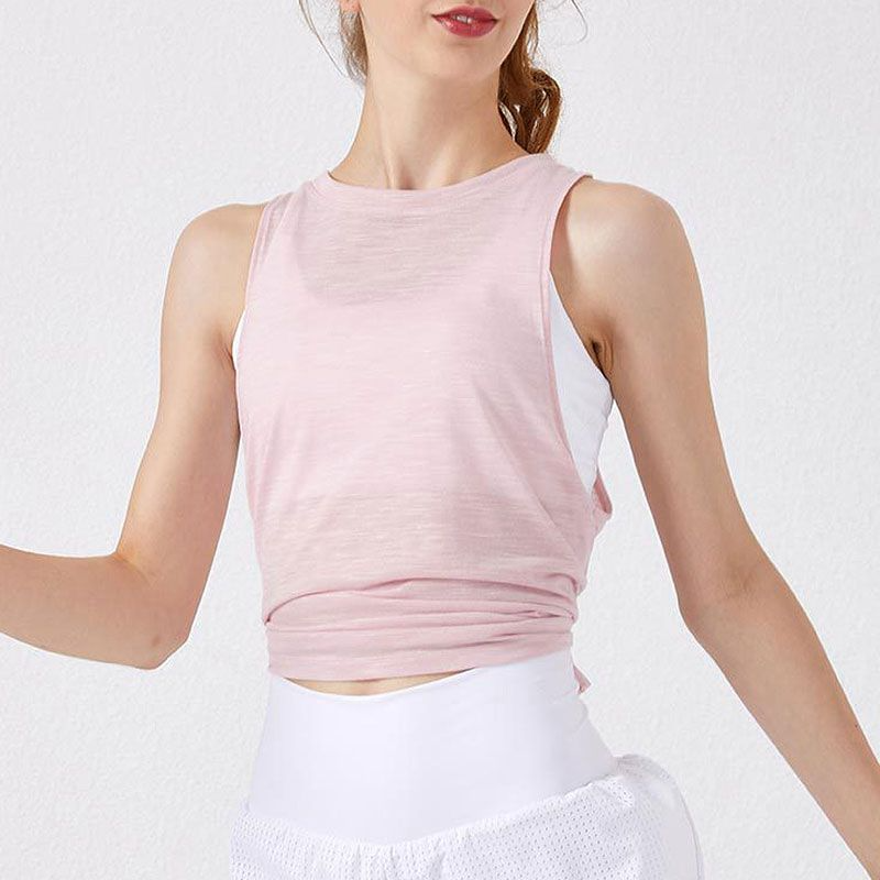 Maia Sleeveless Split Back Lightweight Knit Tank Top workout tops and t-shirts Castello Clothing Line