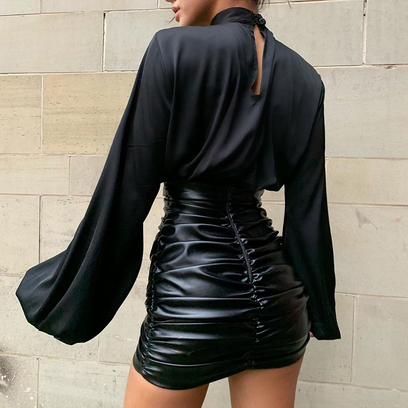 Midnight Glam Long Sleeve Satin Blouse  Castello Clothing Line   