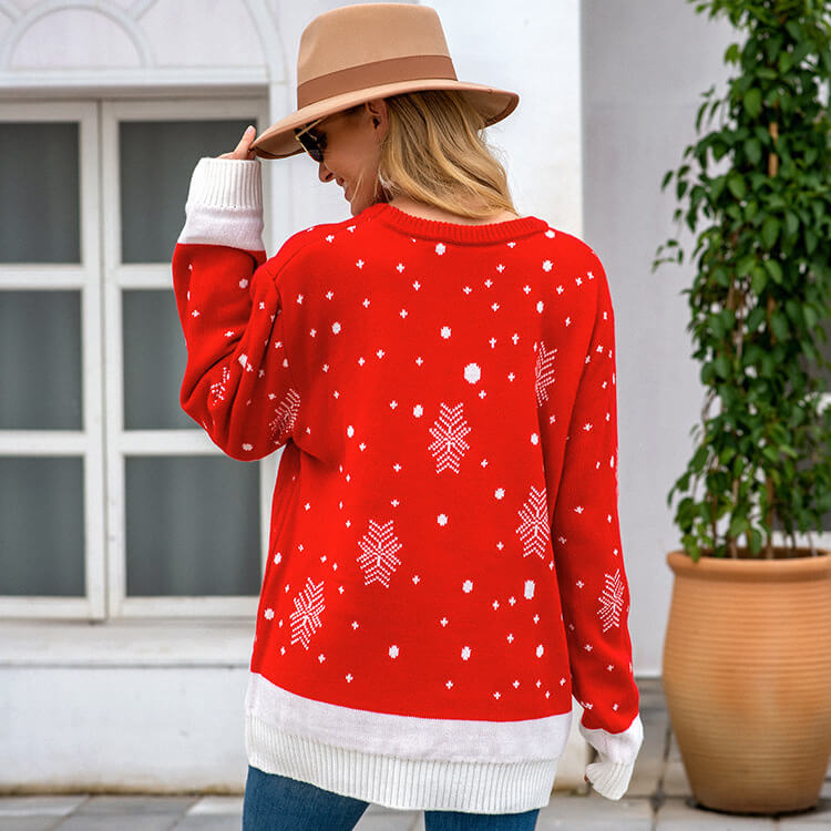 Jolly Reindeer Long Sleeve Knit Holiday Sweater Castello Clothing Line