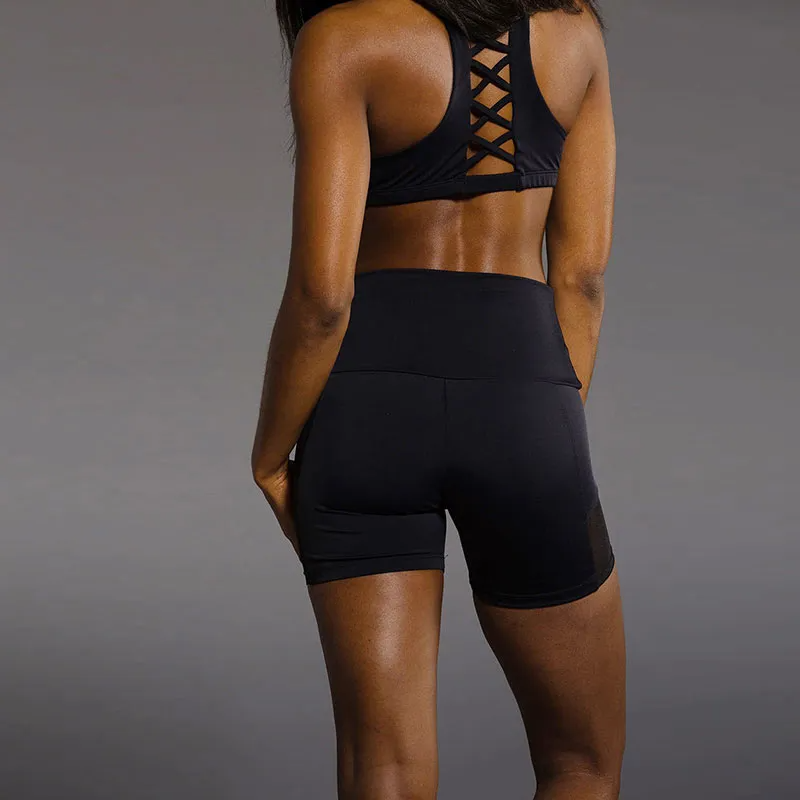Pip High-Waist Mesh Panel Compression Shorts Castello Clothing Line