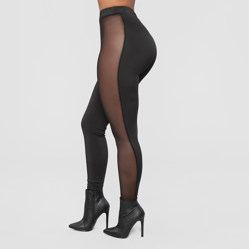 Dare to Wear Sheer Panel High-Waisted Mesh Leggings Castello Clothing Line