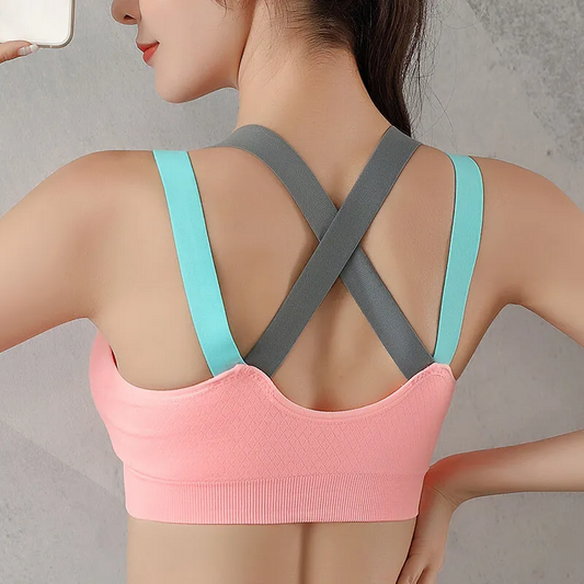 Tia Seamless Ribbed Crossback Sports Bra sports top & bras Castello Clothing Line