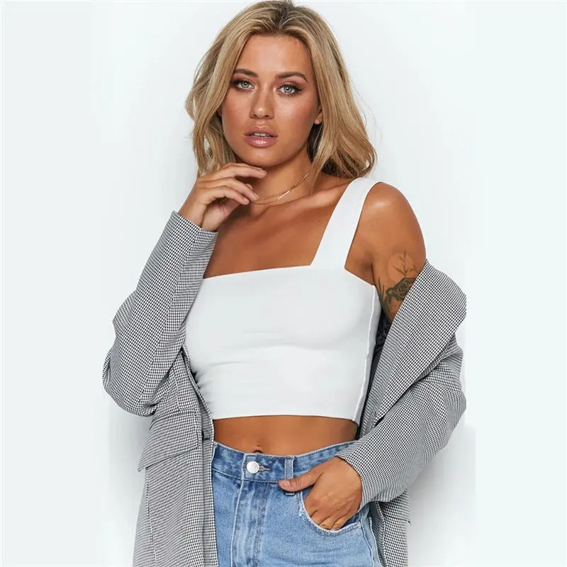 Playful Vibes Square-Neck Crop Top  Castello Clothing Line   