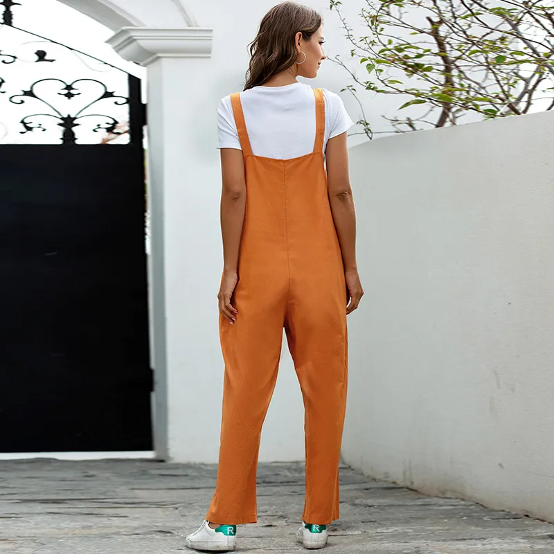 Jennifer Sleeveless Relaxed Fit Wide Leg Bib Overalls women's overalls Castello Clothing Line