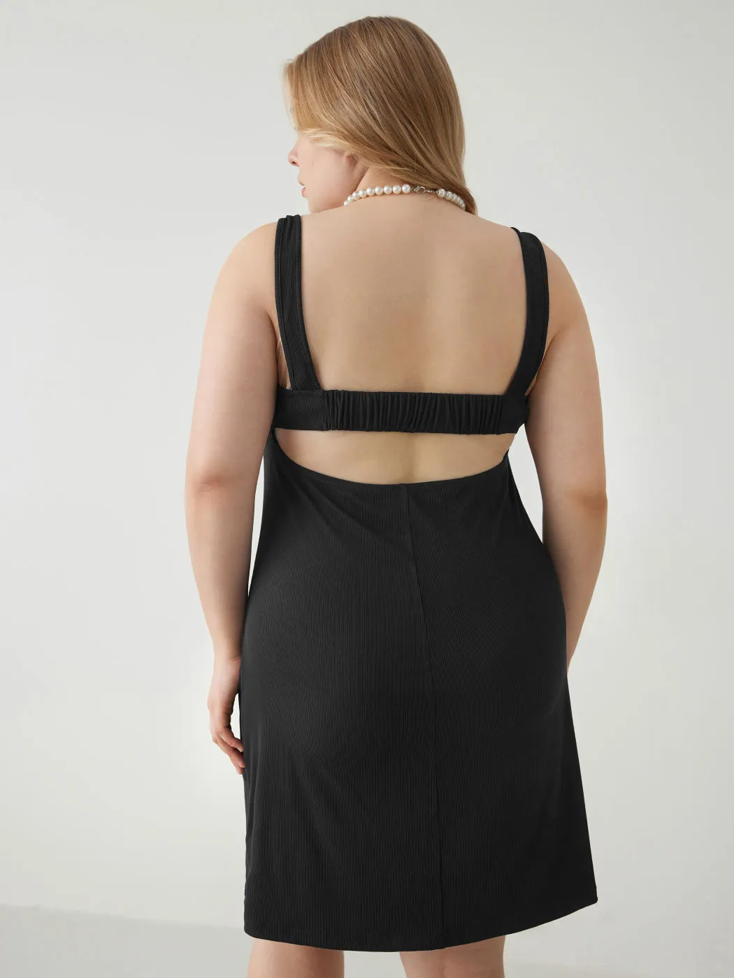 Nora Plus Size Square Neck Sleeveless Bodycon Mini Dress Castello Clothing Line