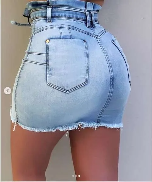 Tie The Knot Buttoned Denim Mini Skirt  Castello Clothing Line   