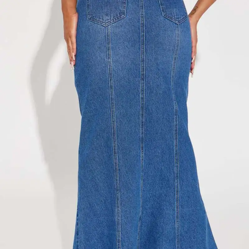 Flare It Up Denim Maxi Skirt  Castello Clothing Line   