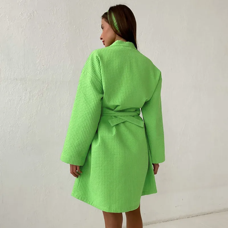 Lime Bliss Waffle-Knit Cotton Spa Robe  Castello Clothing Line   