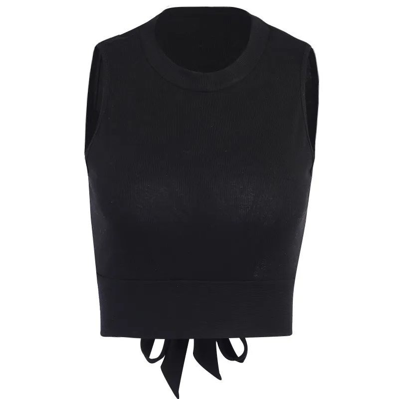 Tied Together Open-Back Mock Neck Crop Top  Castello Clothing Line   