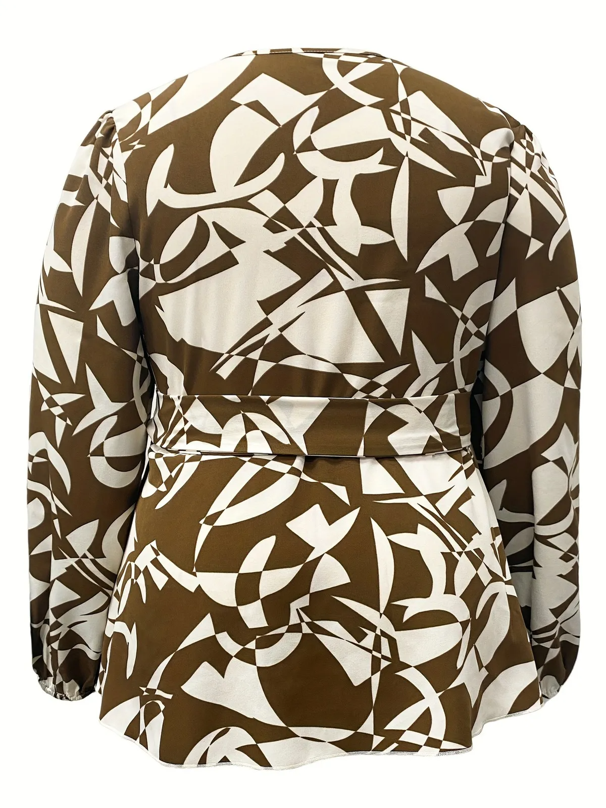 Euphoria Printed Wrap Peplum Long Sleeve Blouse Castello Clothing Line