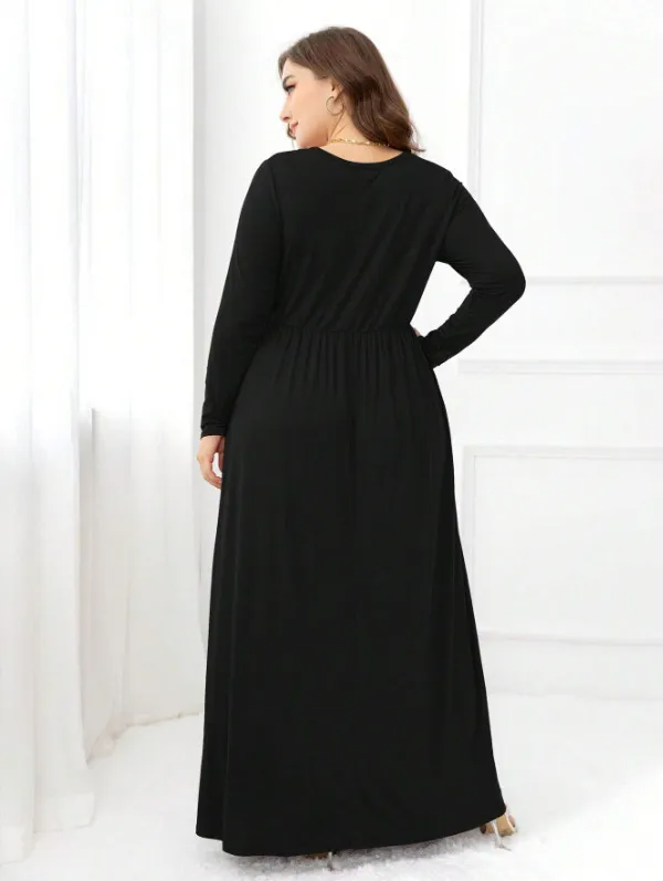 Aurelia Plus Long Sleeve Shirred Maxi Dress maxi dress Castello Clothing Line