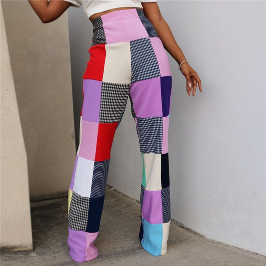 Rhythm High-Waisted Wide Leg Patchwork Print Pants Castello Clothing Line