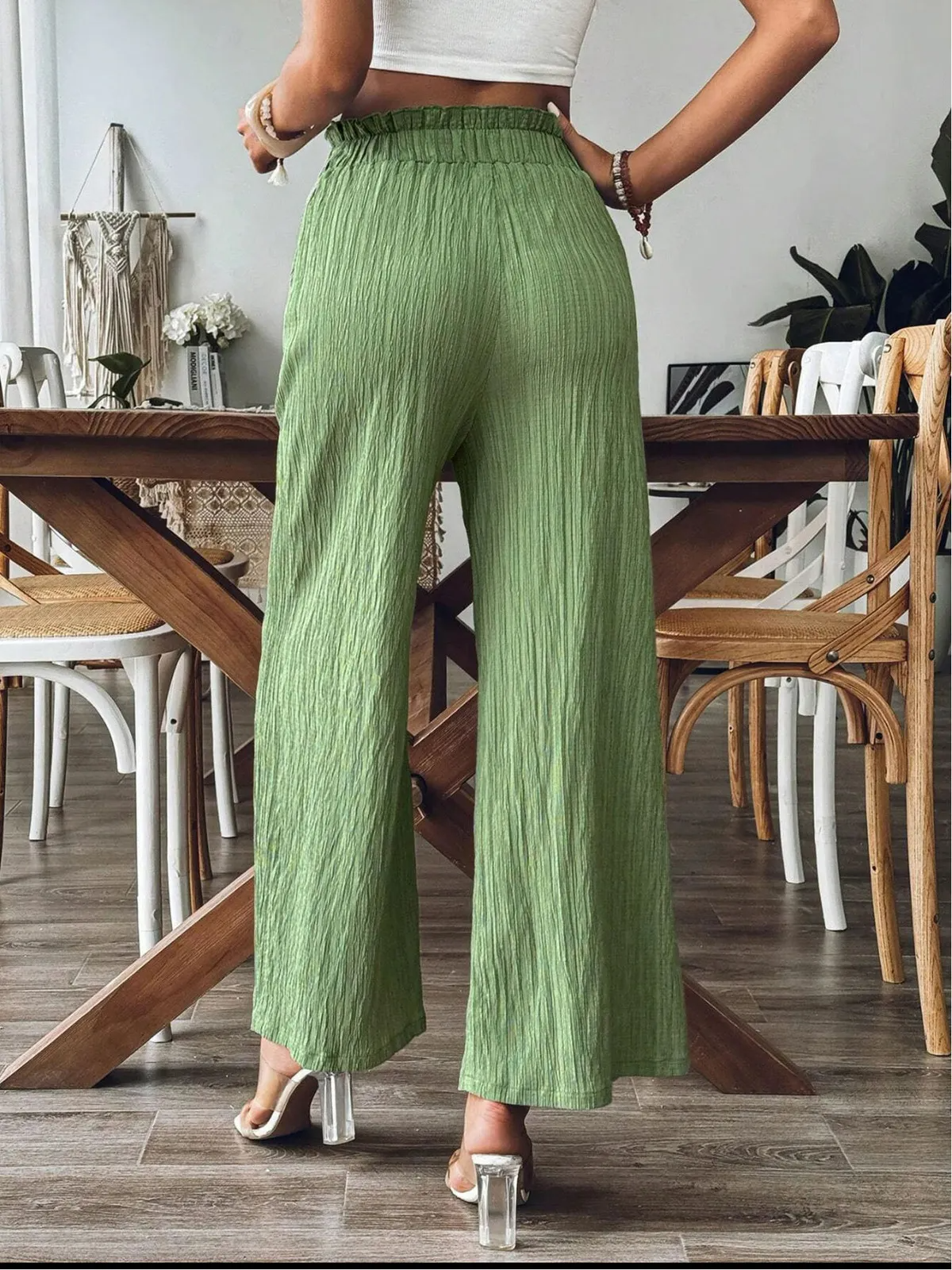 Fable High-Waist Crinkle Wide-Leg Palazzo Pants Castello Clothing Line