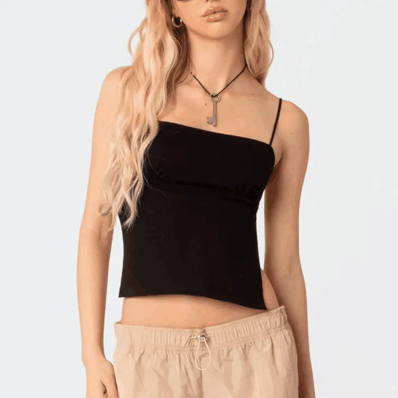 Strappy Sensation Open-Back Tie Crop Top  Castello Clothing Line   