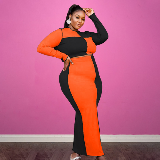 Plus Size Color Block 2-Piece Set  Castello Clothing Line   