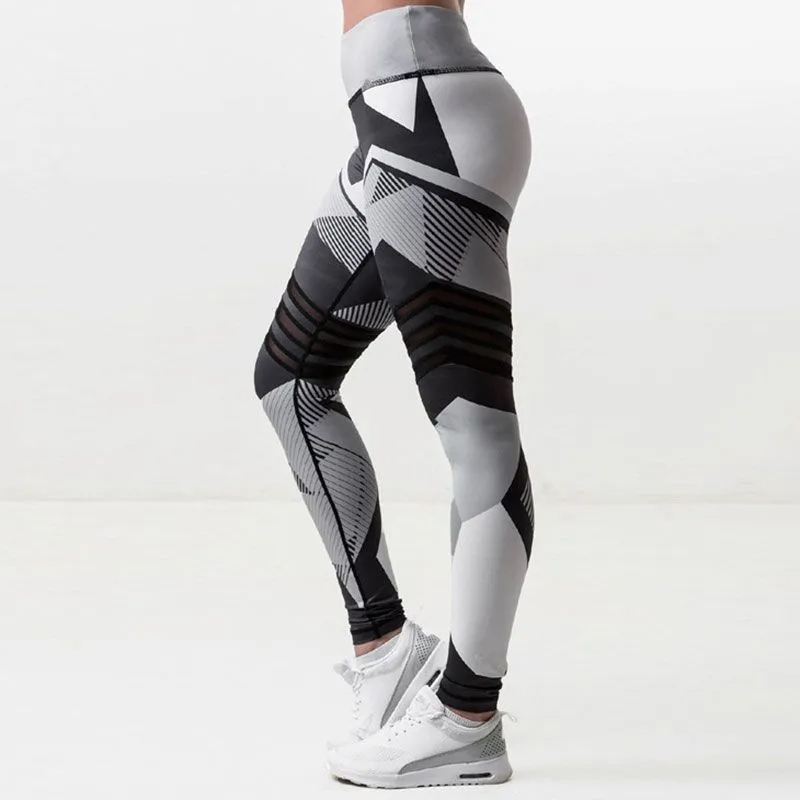 Cinder High-Waist Geometric Mesh Panel Leggings Castello Clothing Line