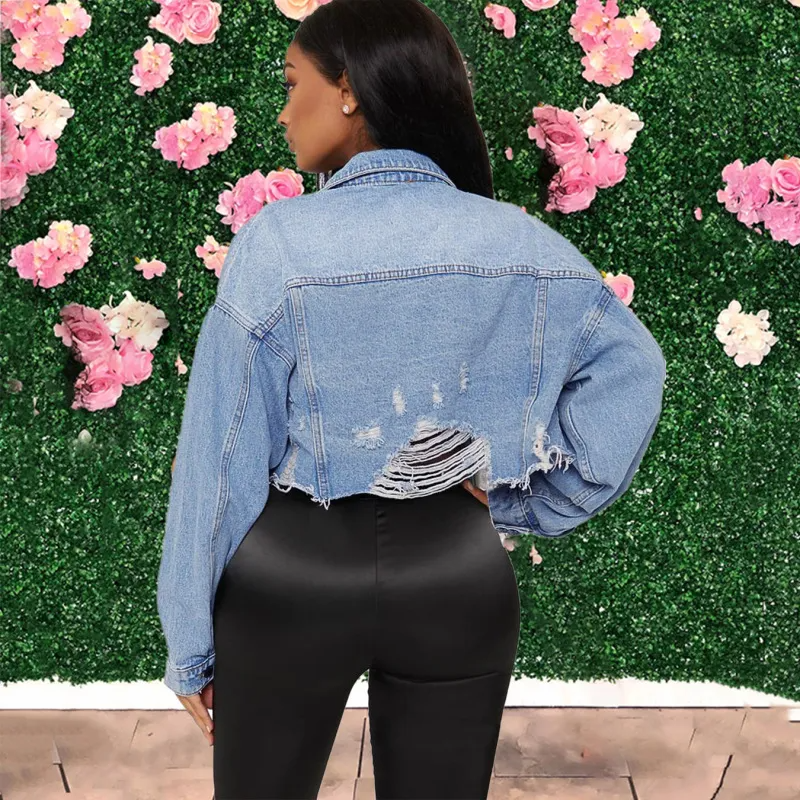 Swagger Cropped Distressed Denim Jacket Castello Clothing Line