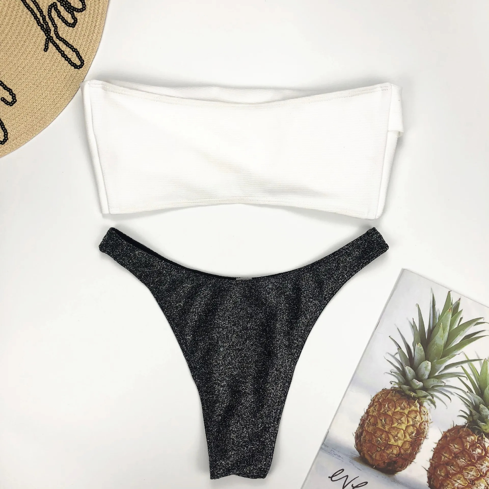 Glitter Wrap Bandeau Bikini Set  Castello Clothing Line   