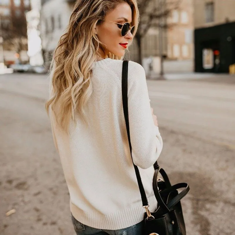 Affection Cable Knit Long Sleeve Pullover Sweater Castello Clothing Line