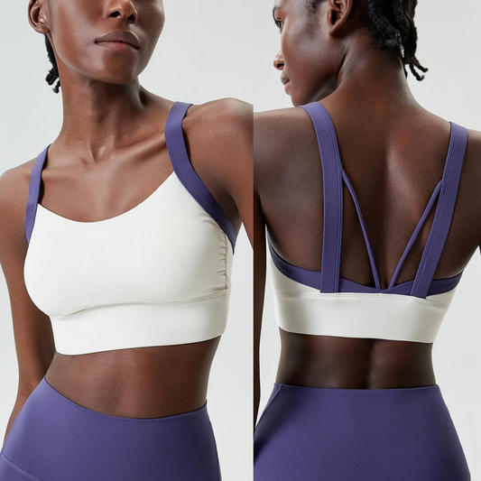 DoubleDare Seamless Strappy Contrast Longline Sports Bra sports top & bras Castello Clothing Line