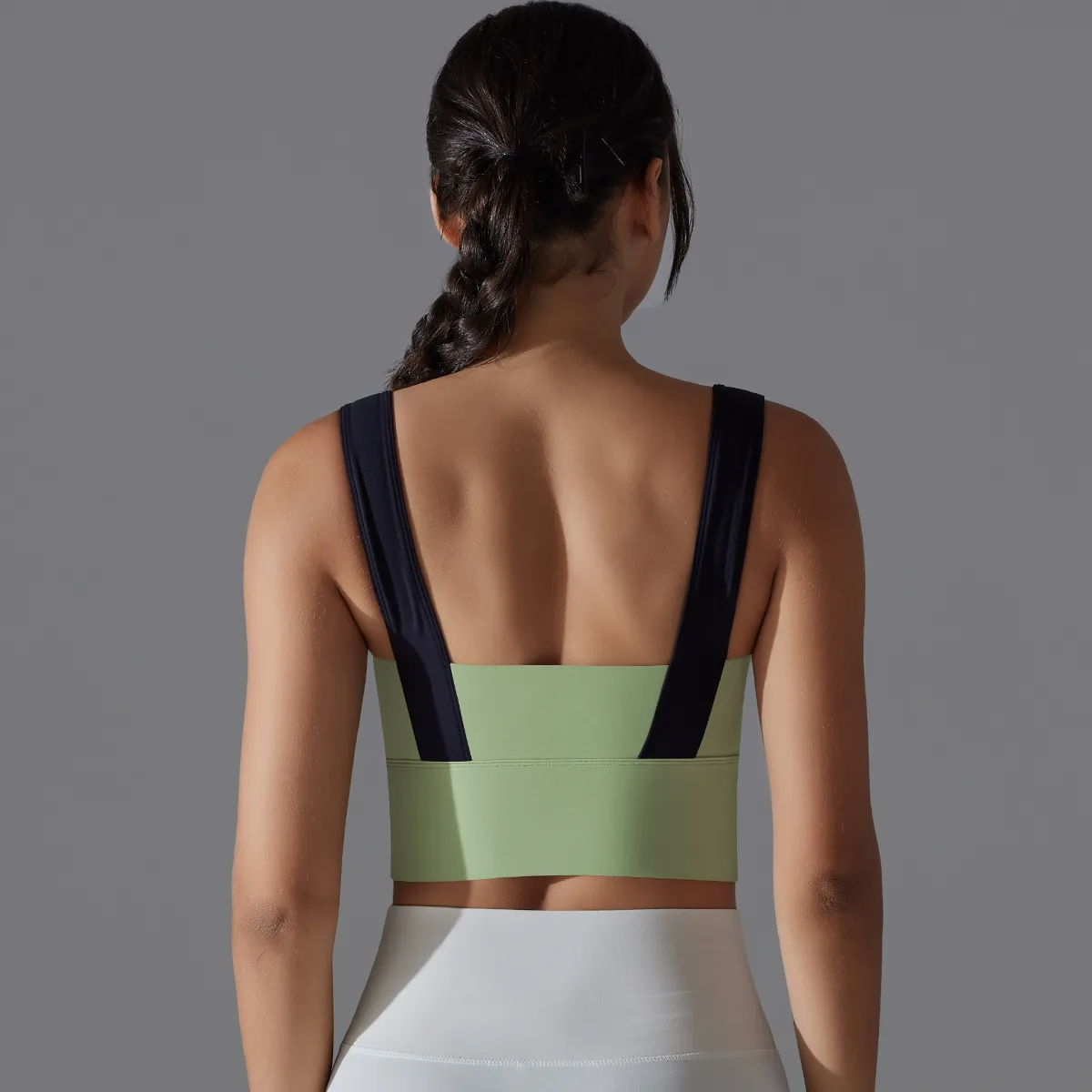 Rina Wide Strap Contrast Panel Longline Sports Bra sports top & bras Castello Clothing Line