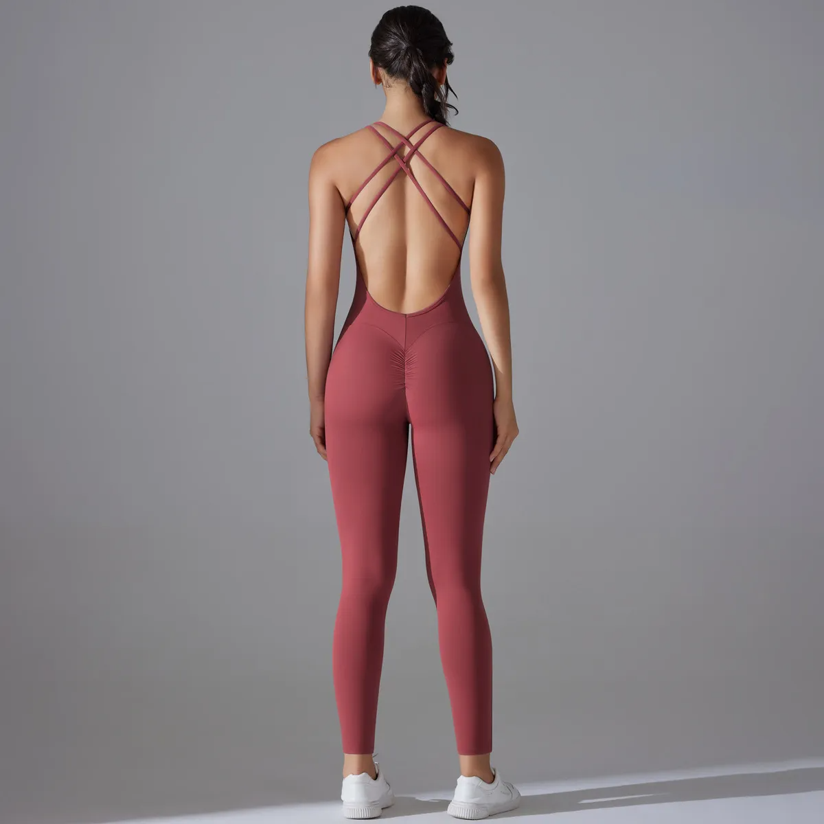 Akira Sleeveless Crisscross Back Scrunch Butt Jumpsuit women jumpsuits Castello Clothing Line