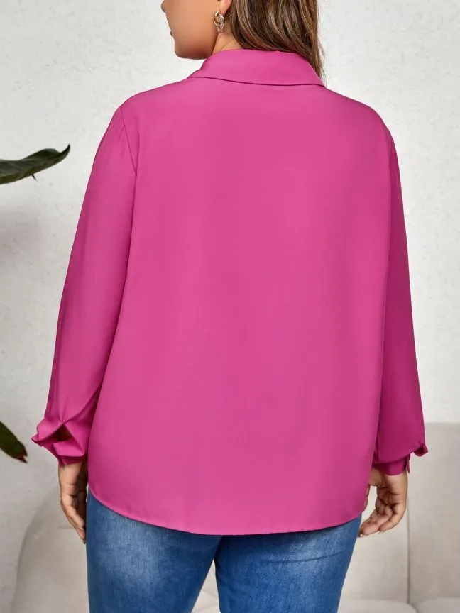 Laser Luxe Long Sleeve Button-Down Blouse  Castello Clothing Line   