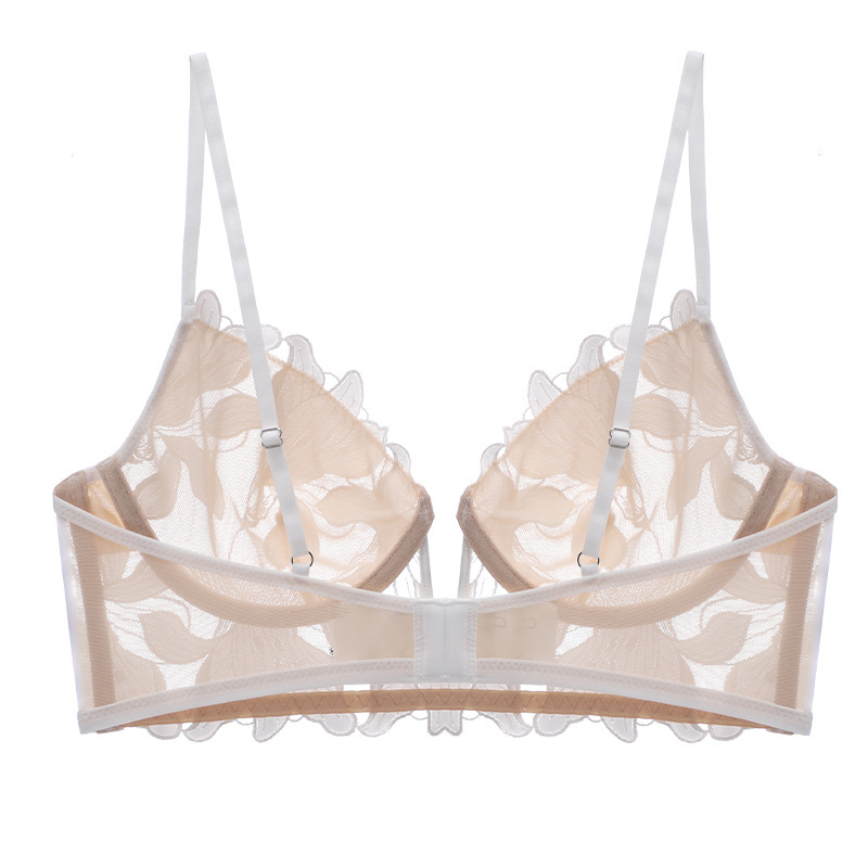 Mesh Embroidery 3/4 Cup Bra and Panty Set - Sheer Nylon Lingerie  Castello Clothing Line   