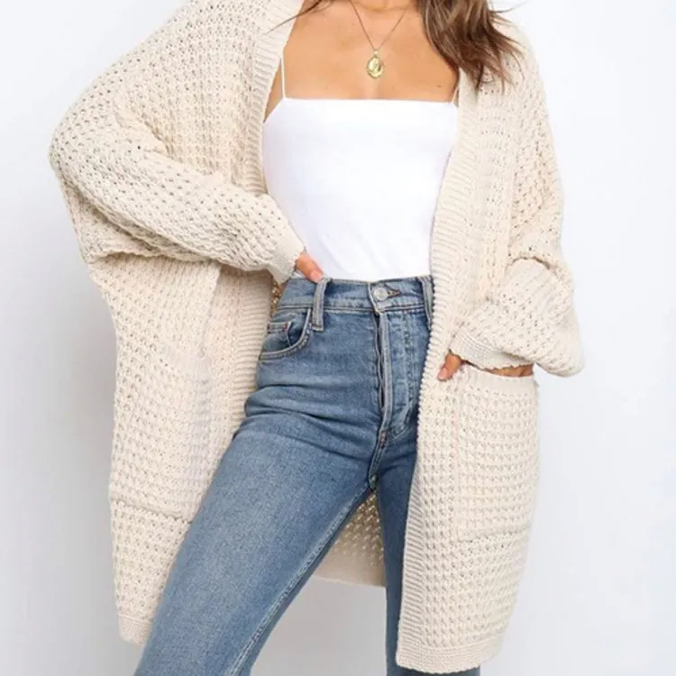 Sunday Stroll Ribbed Knit Open Front Longline Cardigan Castello Clothing Line