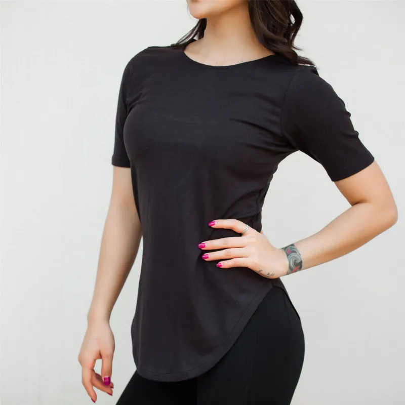 Vicki Short Sleeve Strappy Open-Back Top workout tops and t-shirts Castello Clothing Line