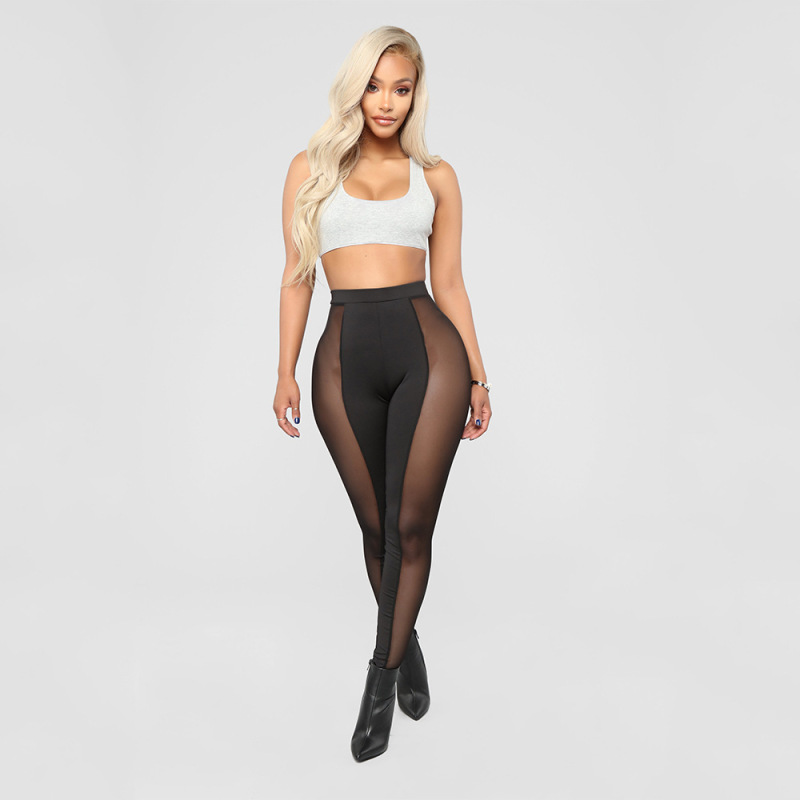 Dare to Wear Sheer Panel High-Waisted Mesh Leggings Castello Clothing Line