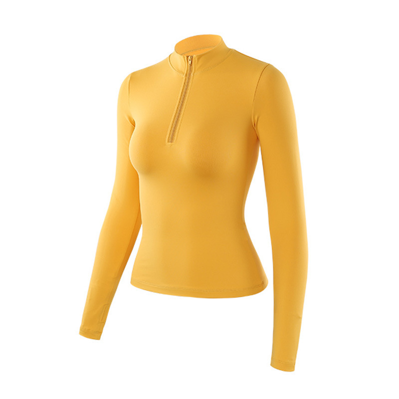 Brynn Slim Fit Zip Front Long Sleeve Top workout tops and t-shirts Castello Clothing Line