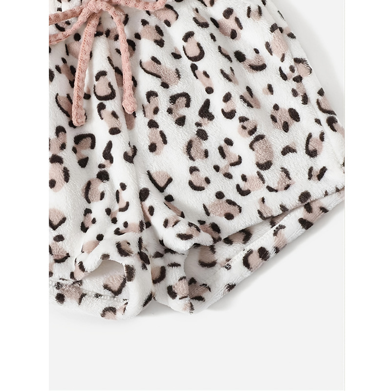 Wild Knit Ribbed Crop & Leopard Lounge Shorts Set  Castello Clothing Line   