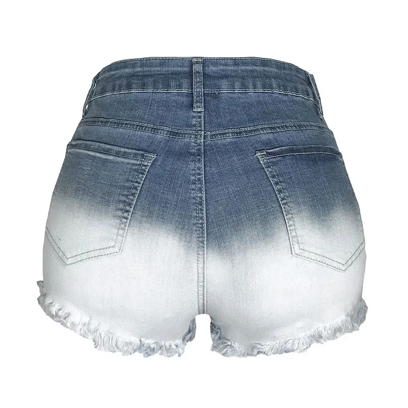 WaveRush High Waist Ombre Distressed Denim Shorts  Castello Clothing Line   
