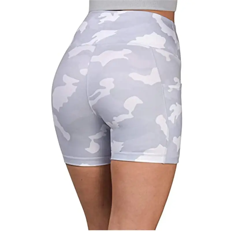 Destiny High-Rise Camo Pocket Biker Shorts workout shorts Castello Clothing Line