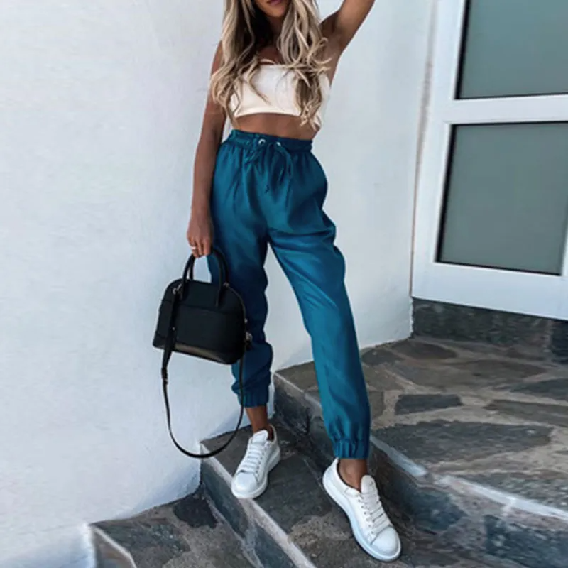 Cropped Drawstring Jogger Pants  Castello Clothing Line   