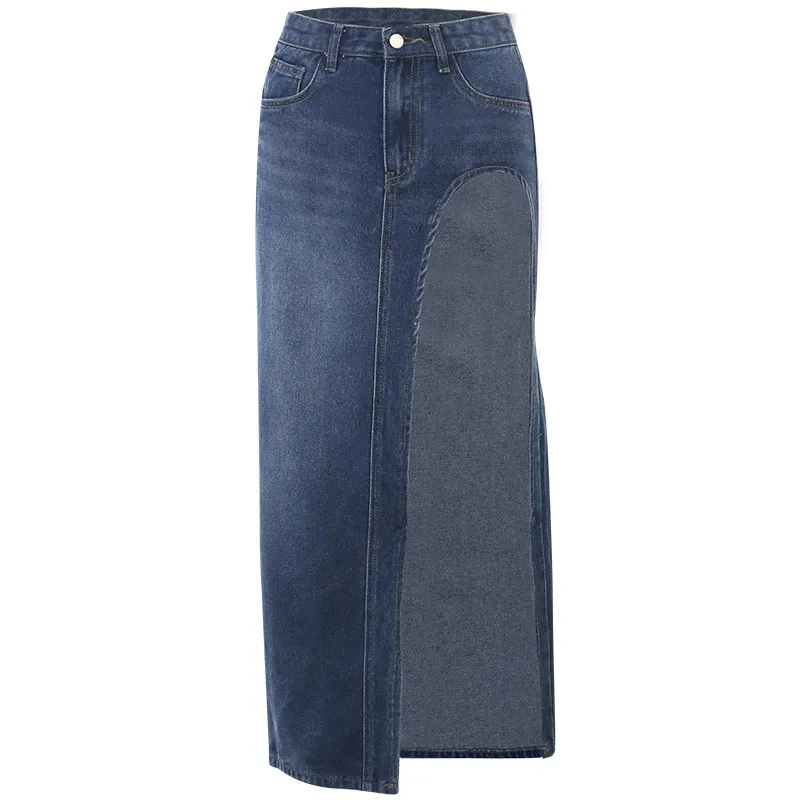 Street Chic High Slit Denim Skirt  Castello Clothing Line   
