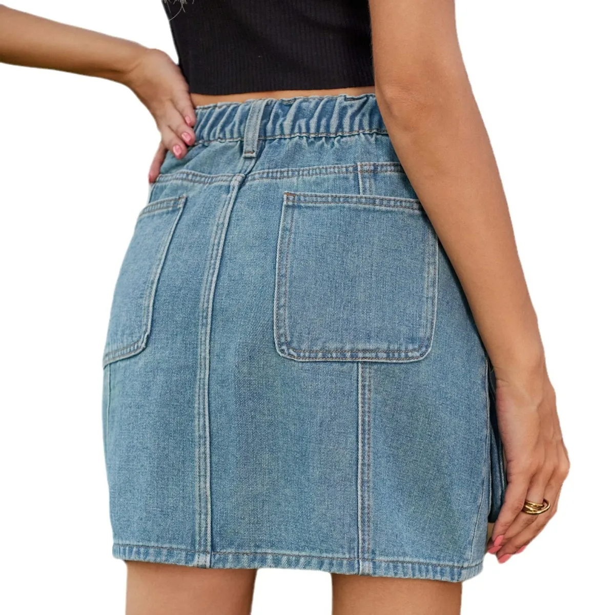Cargo Cutie Button-Up Denim Mini Skirt  Castello Clothing Line   