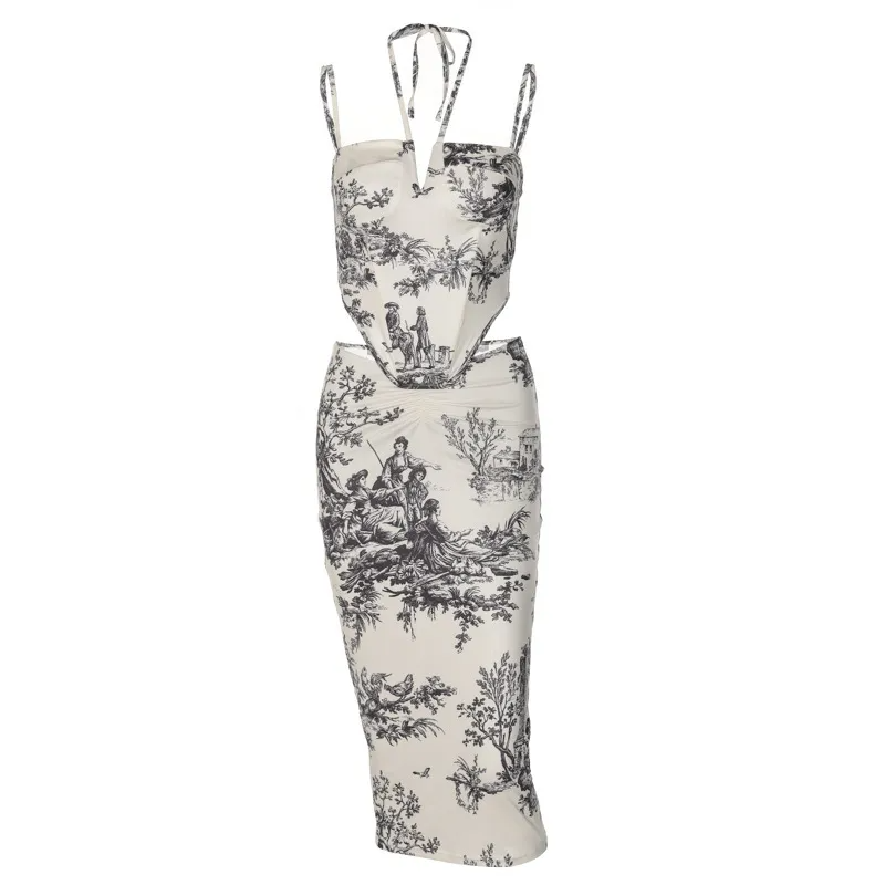Halter Corset Top and Midi Skirt Set  Castello Clothing Line   