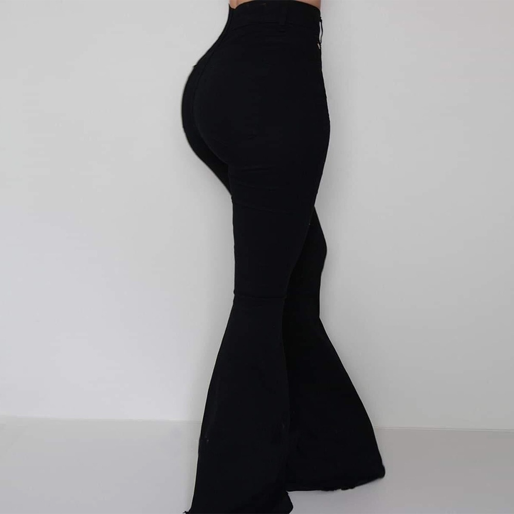 Amaya High-Waisted Button-Up Flared Pants Castello Clothing Line