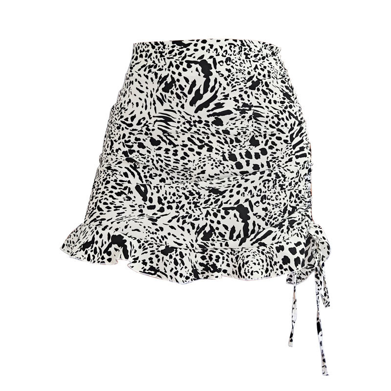 Leopard Print High Waist Ruffled Mini Skirt  Castello Clothing Line   