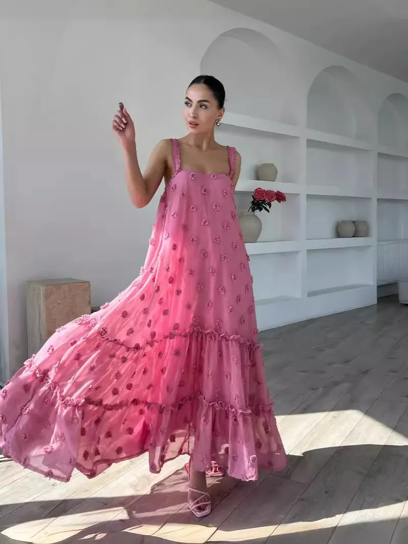 Maren Floral Tiered Mesh Maxi Dress maxi dress Castello Clothing Line