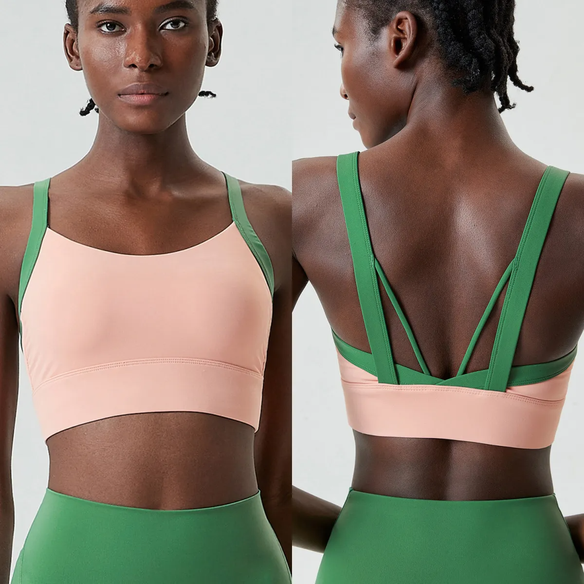 DoubleDare Seamless Strappy Contrast Longline Sports Bra sports top & bras Castello Clothing Line