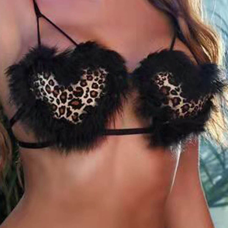 Leopard Print Heart Shape Lingerie Set  Castello Clothing Line   