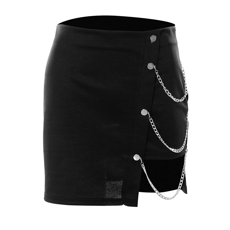 High Waist Black Asymmetrical Mini Skirt  Castello Clothing Line   