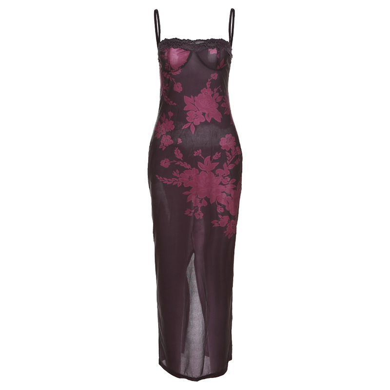 Odette Sheer Floral Lace Bustier Maxi Dress maxi dress Castello Clothing Line