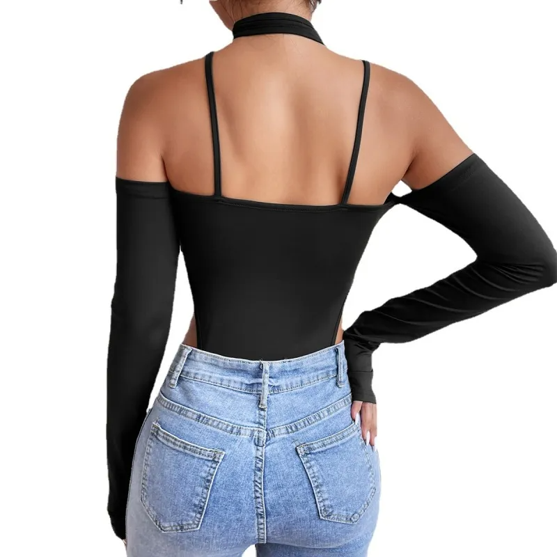 Edge Game Cutout Long Sleeve Bodysuit  Castello Clothing Line   