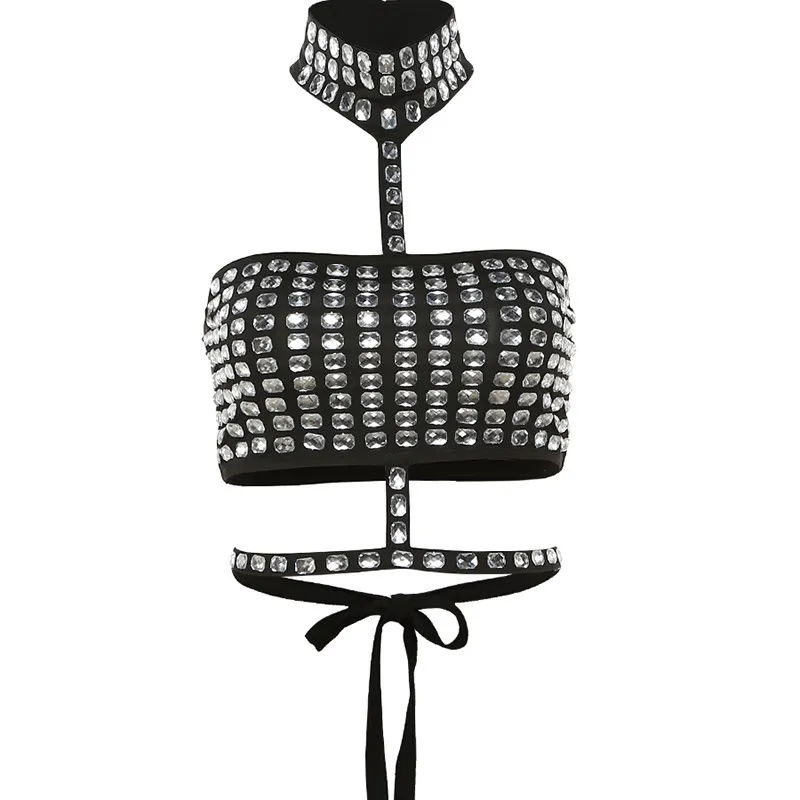 Diamond Dazzle Studded Strapless Tie Top  Castello Clothing Line   