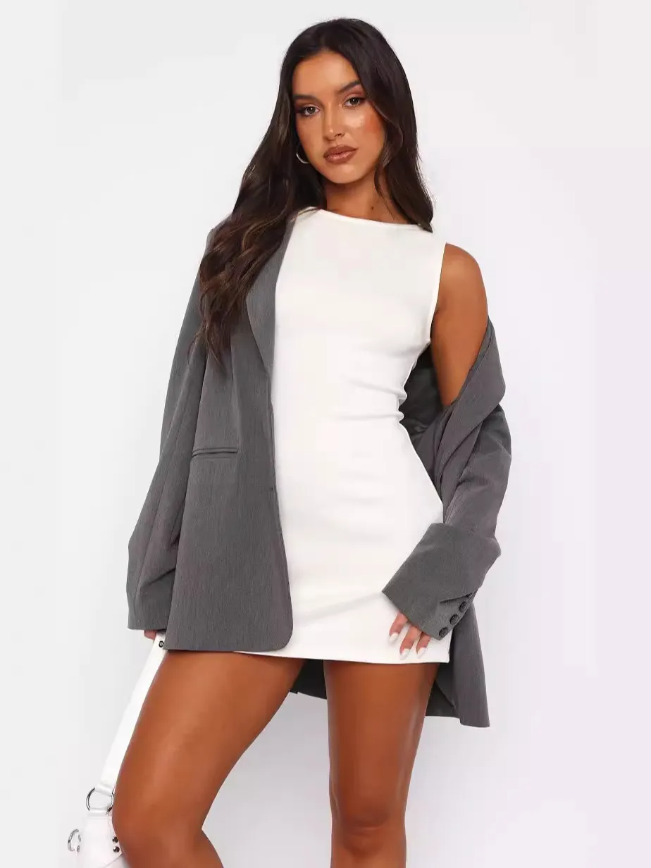 Monique Sleeveless Fitted High-Neck Mini Dress mini dress Castello Clothing Line