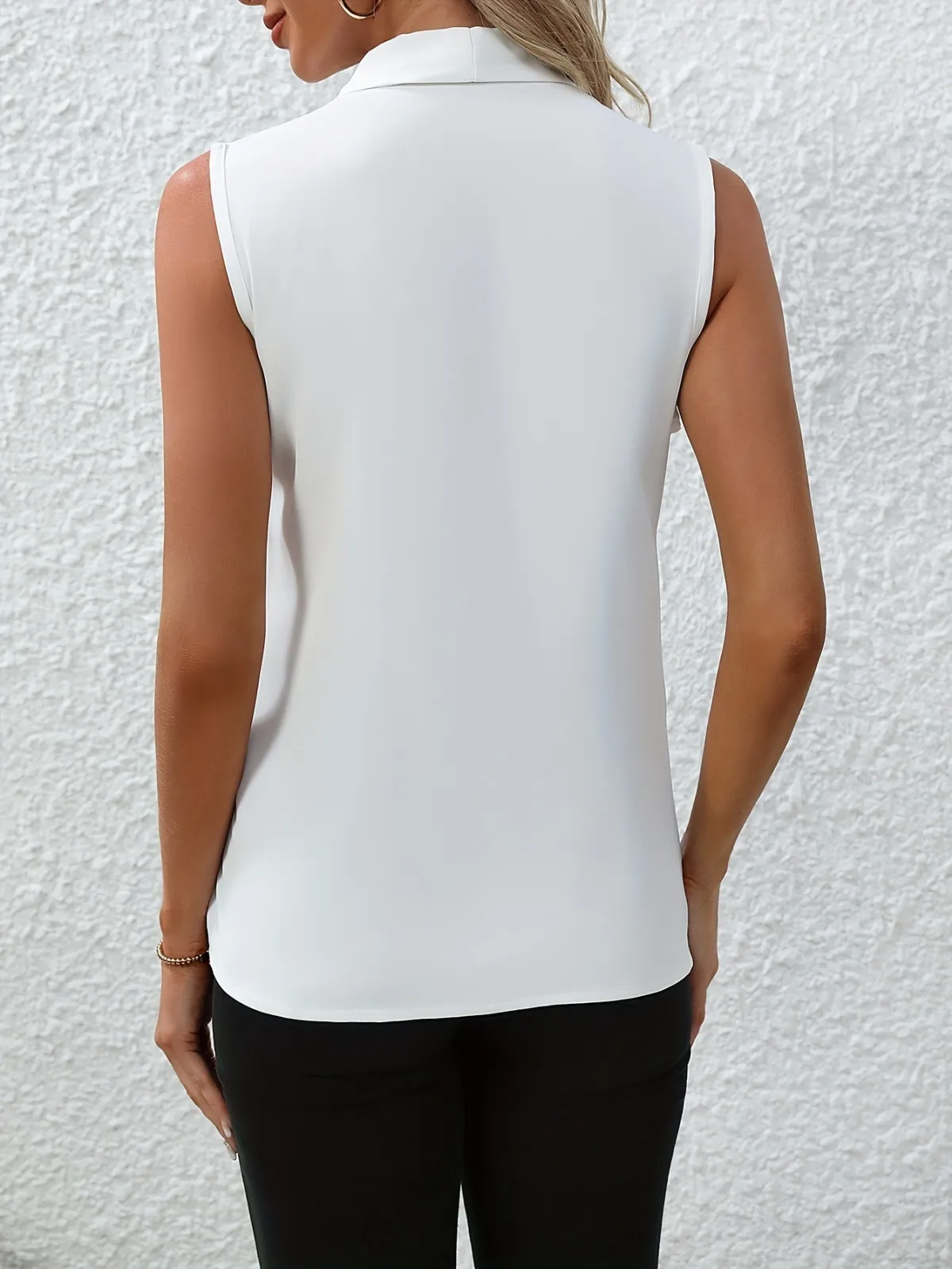 Pure Essence Sleeveless V-Neck Pleated Blouse Castello Clothing Line
